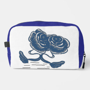 Nachtblaue Kulturtasche mit Blumenmuster Waschbeutel