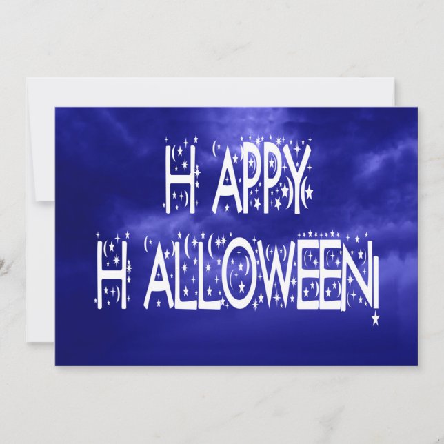 Nachtblauer Happy Halloween Text Einladung (Vorderseite)