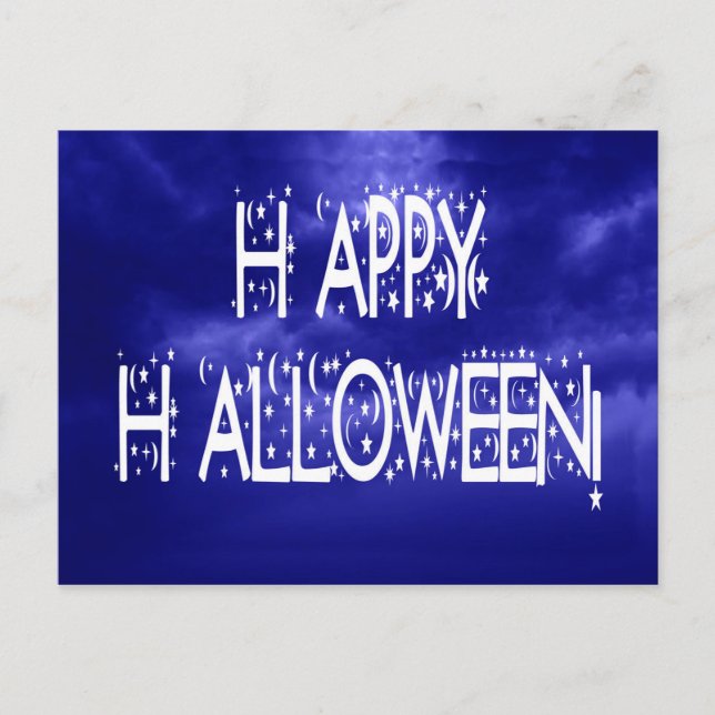 Nachtblauer Happy Halloween Text Postkarte (Vorderseite)