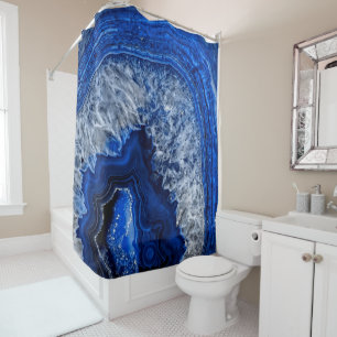 Nachtblauer Indigo-Achat-Mineralquarz-Edelstein Duschvorhang