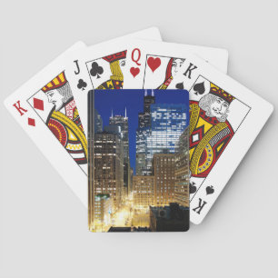 Nachtblick auf das Stadtbild von Chicago Spielkarten