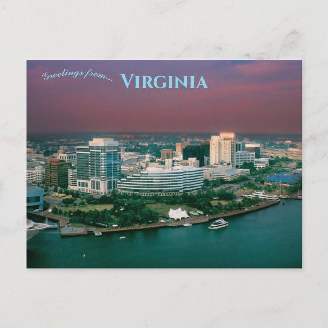 Nachtblick auf den Hafen von Norfolk Virginia Post Postkarte (Vorderseite)