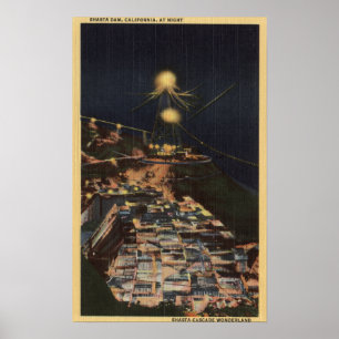 Nachtblick auf den Shasta-Damm Poster