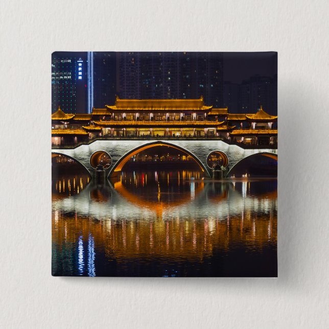 Nachtblick auf die Anshun-Brücke Button (Vorderseite)