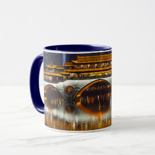 Nachtblick auf die Anshun-Brücke Tasse
