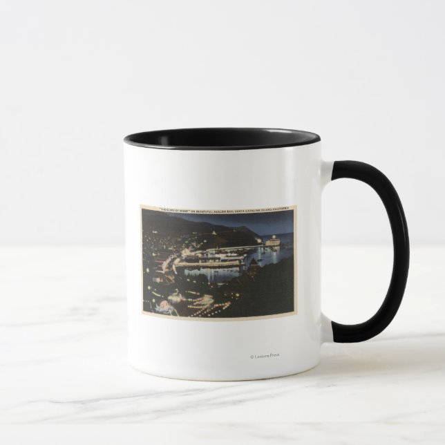Nachtblick auf die Bucht von Avalon Tasse (Rechts)