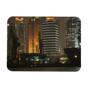 Nachtblick auf die Höhen in Pudong New Area durch Magnet
