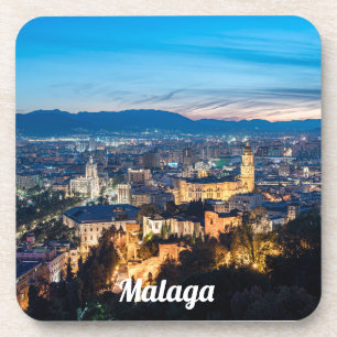 Nachtblick auf die Kathedrale von Malaga, Spanien Getränkeuntersetzer