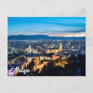 Nachtblick auf die Kathedrale von Malaga, Spanien Postkarte