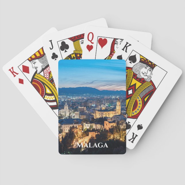 Nachtblick auf die Kathedrale von Malaga, Spanien Spielkarten (Rückseite)