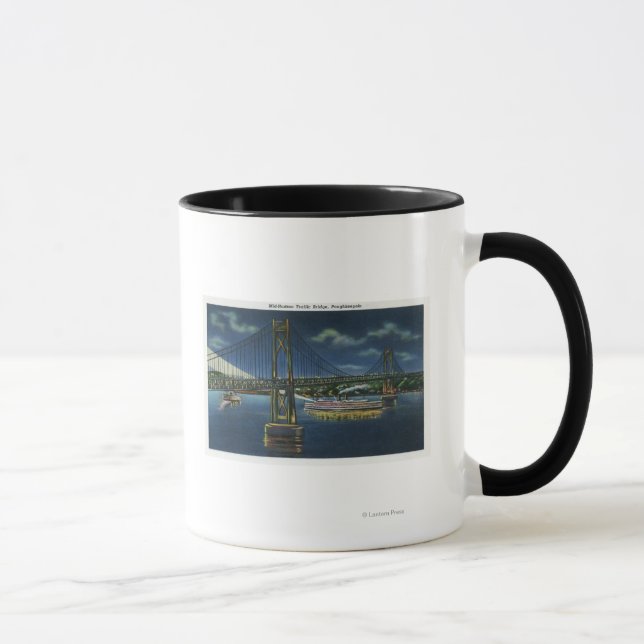 Nachtblick auf die Mid-Hudson-Brücke Tasse (Rechts)