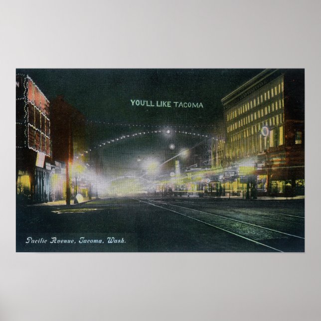 Nachtblick auf die Pacific Avenue Poster (Vorne)