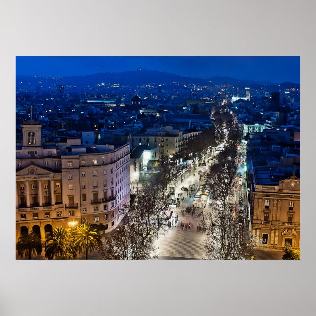 Nachtblick auf die Rambla Poster (Vorne)