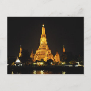 Nachtblick auf die Tempel im Zentrum von Bangkok Postkarte
