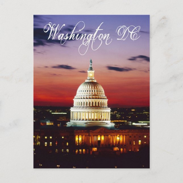 Nachtblick auf die US-Hauptstadt Postkarte (Vorderseite)