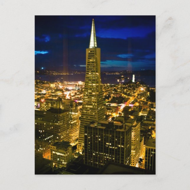 Nachtblick auf San Francisco. Postkarte (Vorderseite)