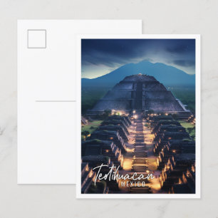Nachtblick auf Teotihuacan Mexiko Postkarte