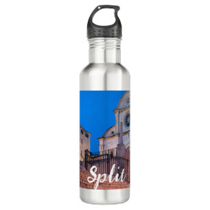Nachtblick auf Treppe und Kirche in Split, Kroatie Edelstahlflasche
