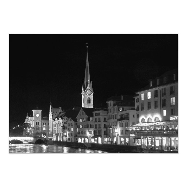 Nachtblick von Zürich Fotodruck (Vorne)