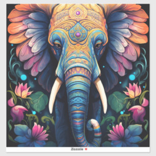 Nachtblühende Mandala-Elefanten Aufkleber