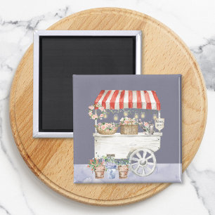 Nachtblumenmarkt Aquarell Cottagecore Kunst Magnet