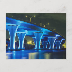 Nachtbrücke am Hafen von Miami, Florida Postkarte