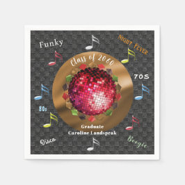 Nachtdisco Wörter & Disco Ball Abschluss Serviette