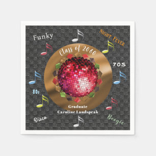 Nachtdisco Wörter & Disco Ball Abschluss Serviette