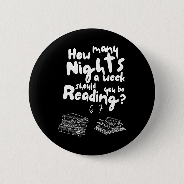 Nächte Lesen 6-7 Meme Englischlehrer Buchliebhaber Button (Vorderseite)
