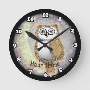 Nachteule runde wanduhr