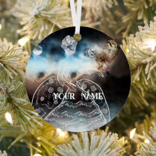 Nachteule und Dame Ornament Aus Metall