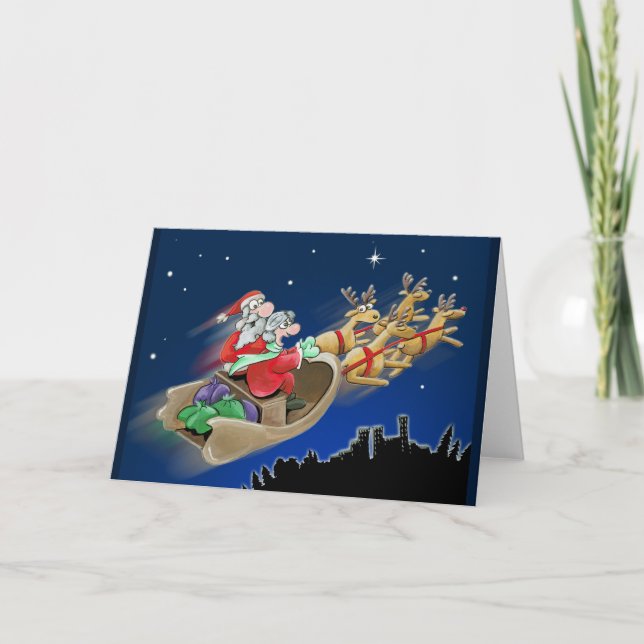 Nachtfahrkarte Weihnachtsgrüße Feiertagskarte (Vorderseite)