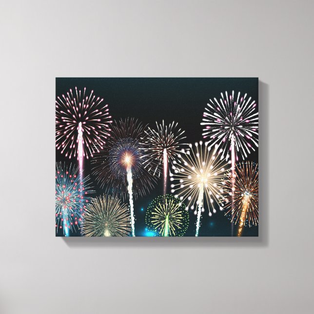 Nachtfeuerwerk Leinwanddruck (Vorderseite)