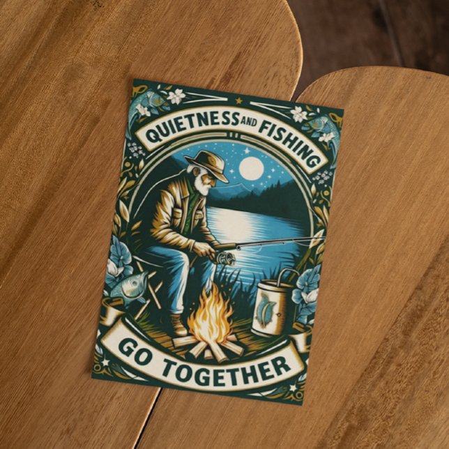 Nachtfischen und ein Lagerfeuer Postkarte (Von Creator hochgeladen)