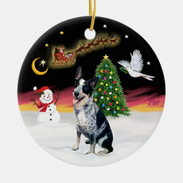 Nachtflug - Australischer Rinderhund Keramikornament (Vorne)