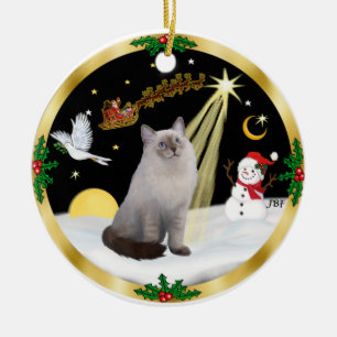 Nachtflug - Blau-creme-Ragdoll-Katze Keramikornament