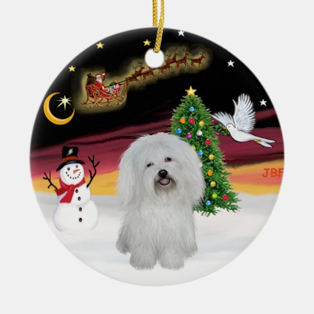 Nachtflug - Coton de Tulear Keramikornament (Vorne)