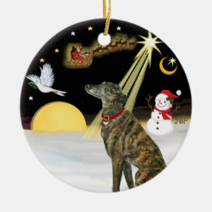 Nachtflug - Gescheckter Windhund Keramik Ornament