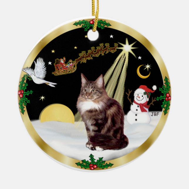 Nachtflug (GW) - Maine Coon cat 9 Keramikornament (Vorne)
