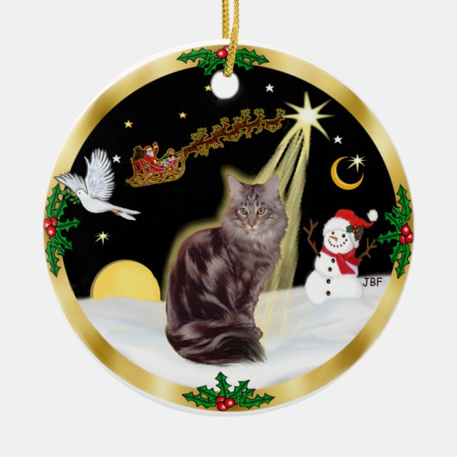 Nachtflug - Maine Coon cat (Tabelle 10) Keramikornament (Vorne)