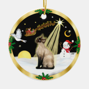 Nachtflug - Seal Point Siamese Katze Keramik Ornament