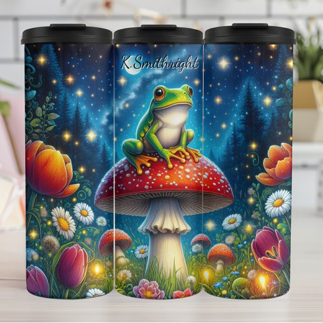 Nachtfrosch Mushroom Starry Meadow Thermosbecher (Von Creator hochgeladen)
