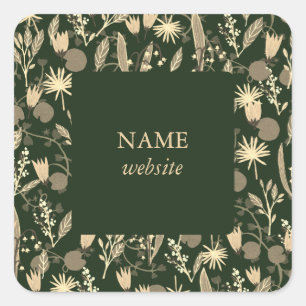 Nachtgarten Botanische Florale Pflanzen Moderne Ch Quadratischer Aufkleber