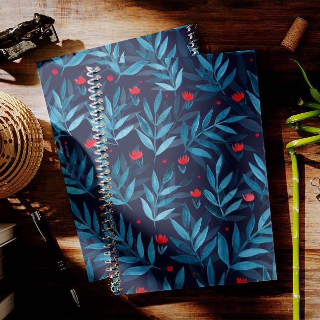 Nachtgarten mit Aquarellfarben - Türkis, Blau und  Notizbuch (Von Creator hochgeladen)