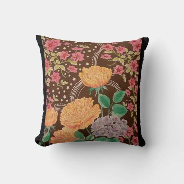 Nachtgarten-Rose und Hydrangea-Kissen Kissen (Vorderseite)