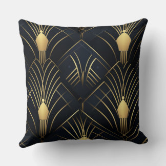Nachtglanz - Gold und Schwarz Art Deco Kissen