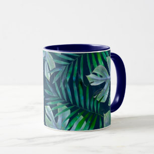 Nachtgrüne tropische Blätter Tasse