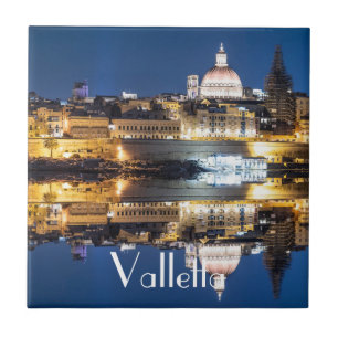 Nachthafen der Altstadt von Valletta Fliese