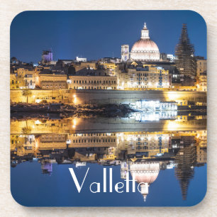 Nachthafen der Altstadt von Valletta Getränkeuntersetzer