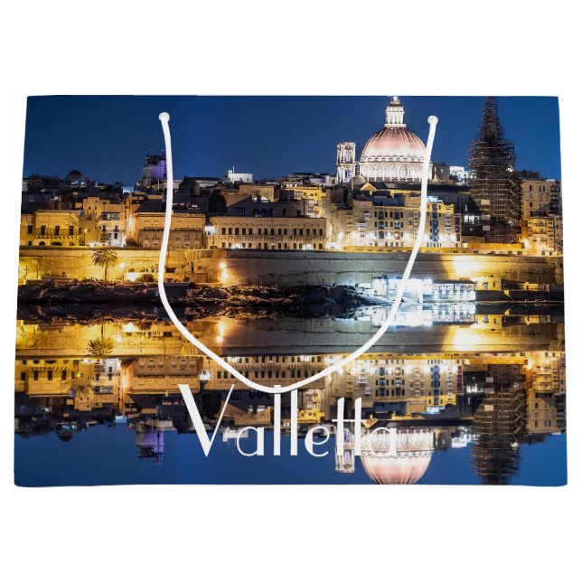 Nachthafen der Altstadt von Valletta Große Geschenktüte (Vorderseite)